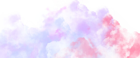 Wall Mural - pastel pink blue white clouds cloudscape on transparent background clip art