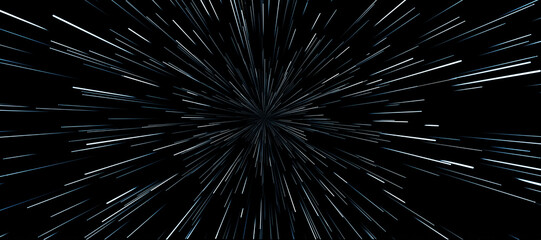 Wall Mural - Star warp. Hyperspace jump, traces of moving stars light and interstellar fast speed travel