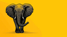 Elephant Logo On One Corner On Bright Yellow Background, Cards, T Shirts, Posters, Banners, Holi, Other Events , Copy Text Space