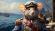  Rat is the captain on the ship. Captain's uniform with epaulettes