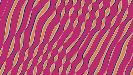 Poster - 3d rendered pink background adorned with wavy lines in various shades of pink, seamless loop motion background
