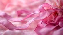 Clean Composition With A Delicate Pink Ribbon Against An Abstract Background