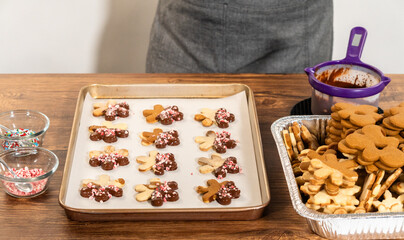 Wall Mural - Making Star-Shaped Cookies with Chocolate and Peppermint Chips