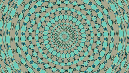 Poster - 3d rendered hypnotic circular pattern in shades of blue and green, seamless 3d loop animated background