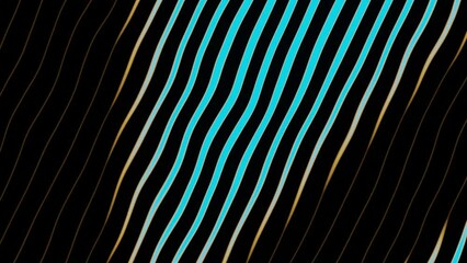 Poster - 3d rendered hypnotic abstract seamless loop with a blue and yellow lines contrasting against a black background.