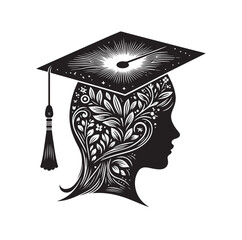 graduation Cap silhouette vector illustration.