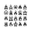 © MSTMIM - Fire flame silhouette icon set  silhouette vector illustration.
