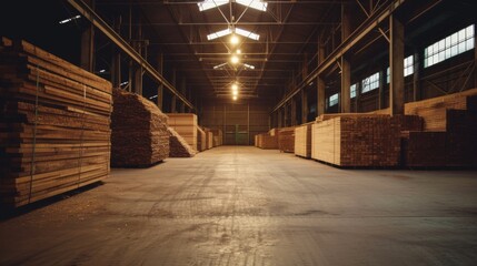 Wall Mural - Sunlit Timber Warehouse Interior