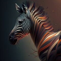 Canvas Print - a zebra is standing with some sort of colors on his head