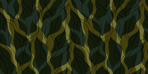 Green leaves seamless vector pattern. Watercolor leaf background, textured jungle print