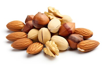 Wall Mural - Nuts close up isolated on white background