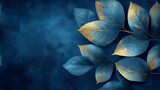 Fototapeta Łazienka - A Painting of Leaves on a Blue Background