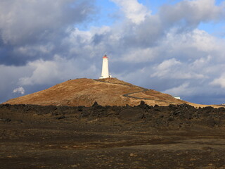 The current Reykjanes Lighthouse was designed by the Danish architect Frederik Kjorbo and the Danish engineer Thorvald Krabbe