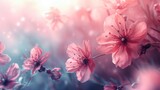 Fototapeta Kwiaty - Clean abstract background adorned with delicate flowers, exuding simplicity and charm