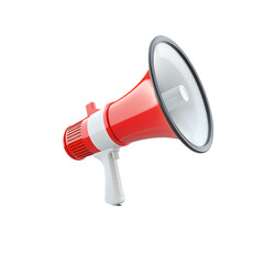 Red and white megaphone isolated on white background