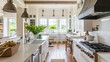 Elegant modern farmhouse interior kitchen dining. Generative Ai