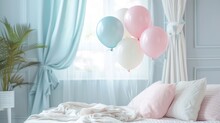 Romantic Interior With Pastel Balloons, Love-themed Cozy Room