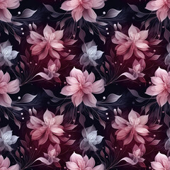 Sticker - Seamless pattern with flowers retro style.