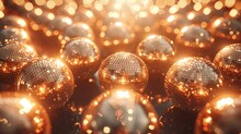Cluster Of Reflective Disco Balls, Bright Natural Light