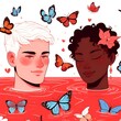 butterflies in red water