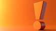 A bright orange 3D exclamation mark on a vibrant orange background.