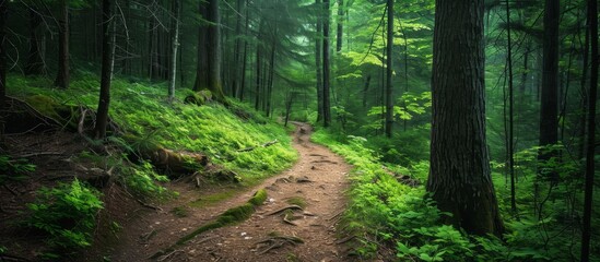 Canvas Print - Where does the trail lead in the deep forest? To peace, love, or freedom?