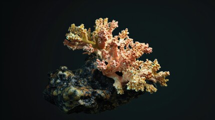 Wall Mural - Hill Coral in the solid black background