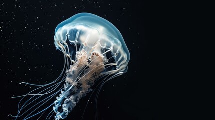 Poster - Moon Jellyfish in the solid black background