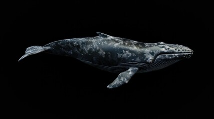 Wall Mural - Gray Whale in the solid black background