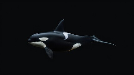 Wall Mural - Orca in the solid black background
