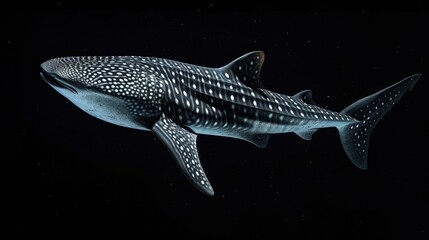 Wall Mural - Whale Shark in the solid black background