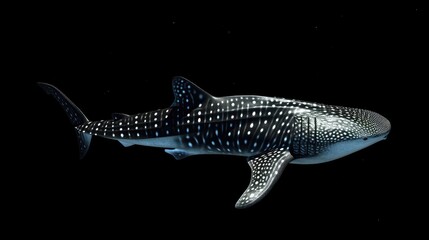 Wall Mural - Whale Shark in the solid black background