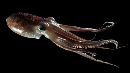 Wall Mural - Market Squid in the solid black background