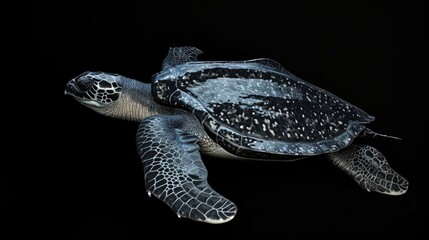 Wall Mural - Leatherback Turtle in the solid black background