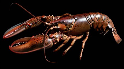 Wall Mural - American Lobster in the solid black background