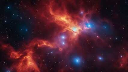 Wall Mural - background with stars A cosmic firey scenery of a nebula, with a contrast of colors and a realistic effect 