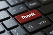 Thank You button on computer keyboard with word 