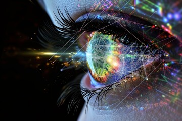  Human Cyborg AI Eye eyeball. Eye optical coherence tomography optic nerve lens pinguecula color vision. Visionary iris macular degeneration sight diopter eyelashes