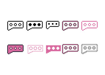 Leinwandbilder - Pixel art outline sets icon of dialog chat variation color. Dialog chat icon on pixelated style. 8bits perfect for game asset or design asset element for your game design. Simple pixel art icon asset.