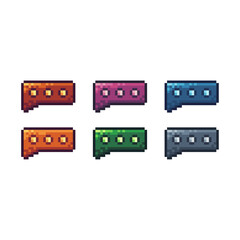 Leinwandbilder - Pixel art sets icon of dialog chat variation color. Dialog bubble chat icon on pixelated style. 8bits perfect for game asset or design asset element for your game design. Simple pixel art icon asset.