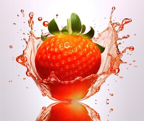 Wall Mural - good quality strawberries with water splash effect