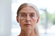 Aging snore. Comparison young to old woman silver years. Less Wrinkles, andropause, junk food and acne, lines through skincare, anti aging cream, dull skin and face lift