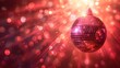 A vibrant disco ball illuminates a club scene with pulsating red lights. Energetic, Ai Generated.