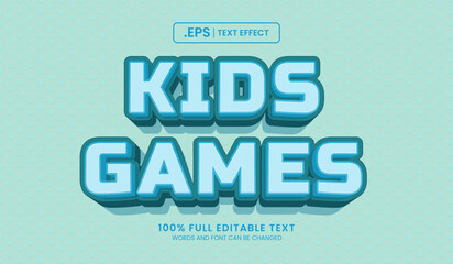 Wall Mural - Design editable text effect, kids games 3d concept vector illustration