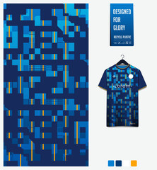 Fabric textile for soccer jersey, football kit, sport t-shirt mockup for football club. Uniform front view. Geometric pattern for sport background. Fabric pattern. 