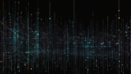 background in data technology. background that is abstract. assembling lines and dots on a black backdrop