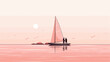 Vector graphic of a sailboat with a couple enjoying the sea breeze  illustrating the romantic and leisurely aspects of sailing. simple minimalist illustration creative