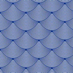 Wall Mural - Blue wave pattern background Japanese style. Perfect for banners, cards, or wallpaper.