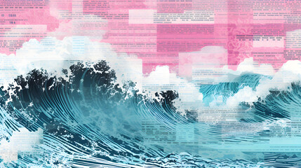 Abstract Ocean Waves with Text Overlay Wallpaper Background