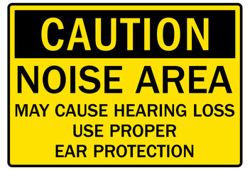 Wall Mural - Hearing protection sign noise area may cause hearing loss. Use proper ear protection